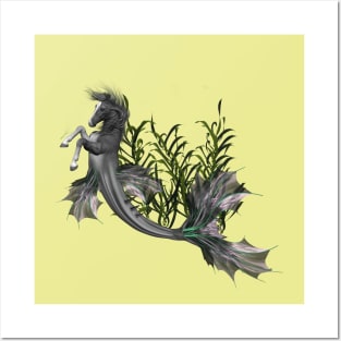 Awesome seahorse in the deep ocean Posters and Art